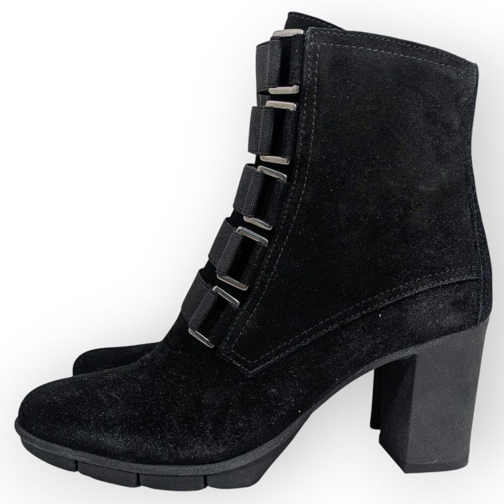 NEW The Flexx Women's Strap Tease Black Waterproof Suede Heeled Boot Size 6 M - Picture 4 of 8